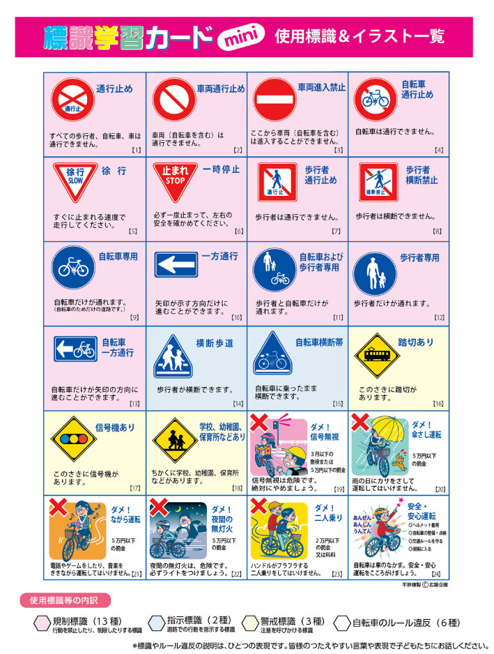 標識ビンゴカード ミニ 交通安全 安全 安心 イベント ゲーム Road Sense 株式会社広報企画